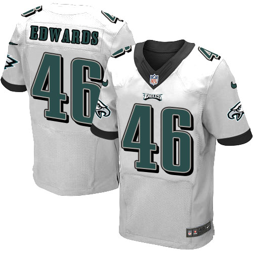 Men's Elite Herman Edwards Nike Jersey White Road - #46 NFL Philadelphia Eagles